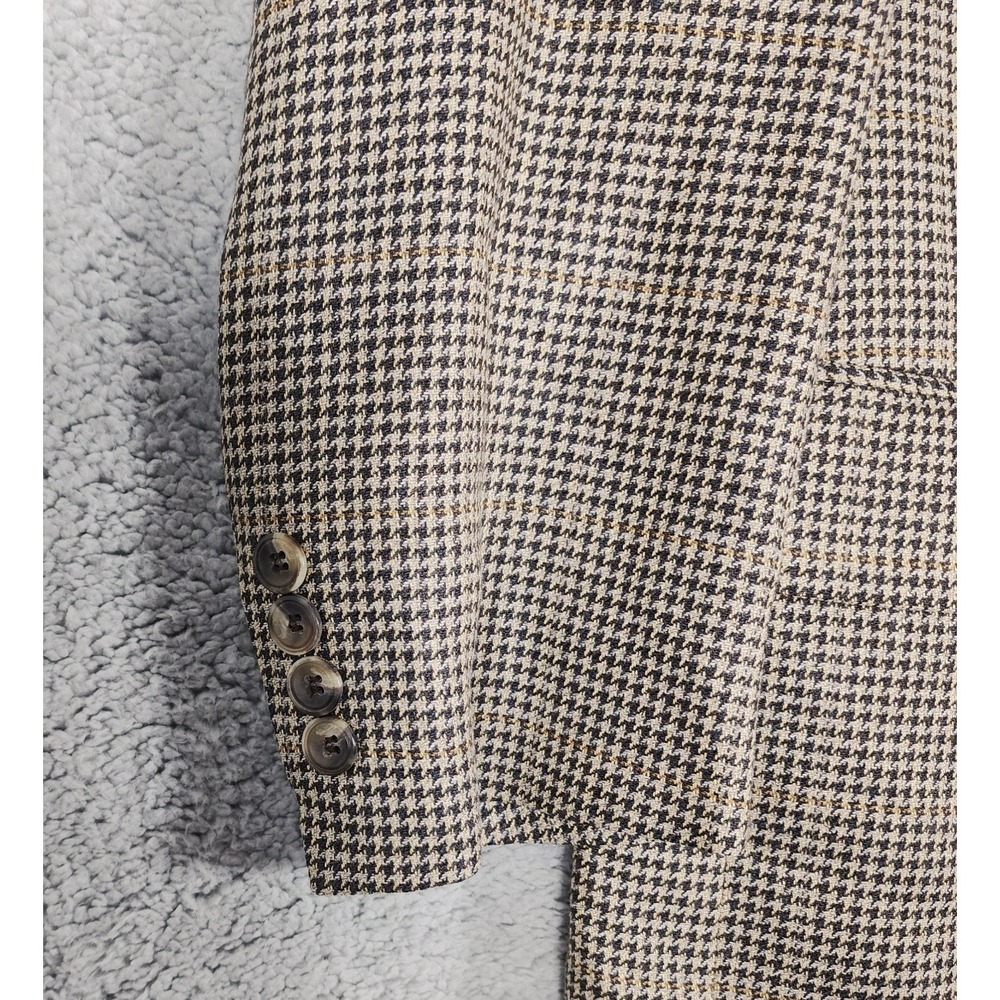 Jos A Bank Executive Collection Blazer Jacket Sz 42S Silk Wool Blend Houndstooth - Picture 12 of 15